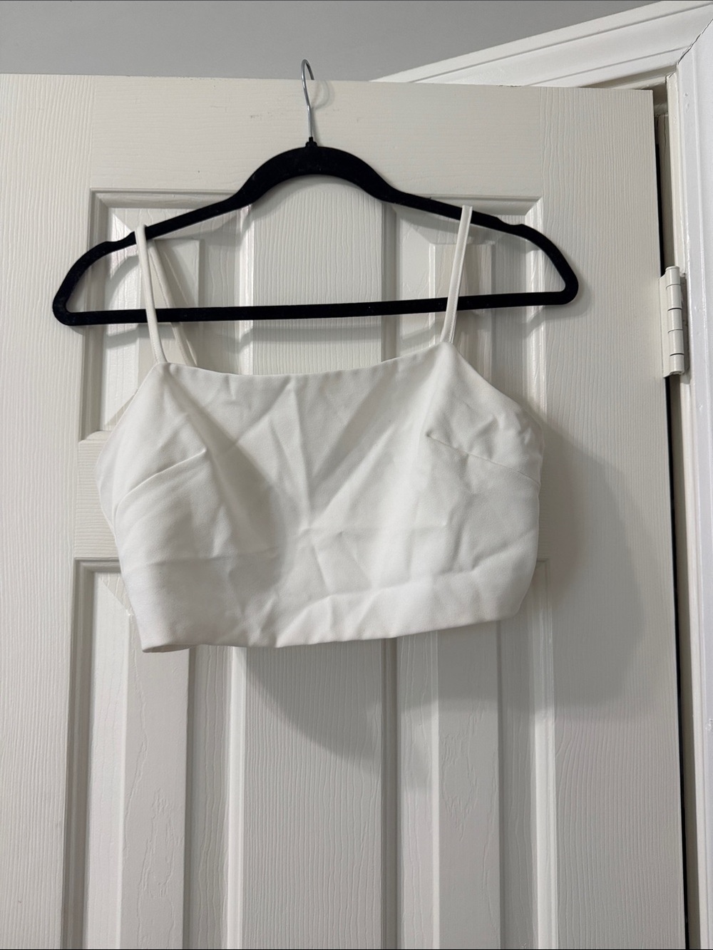 Le Lis White Cropped Spaghetti Strap Cami